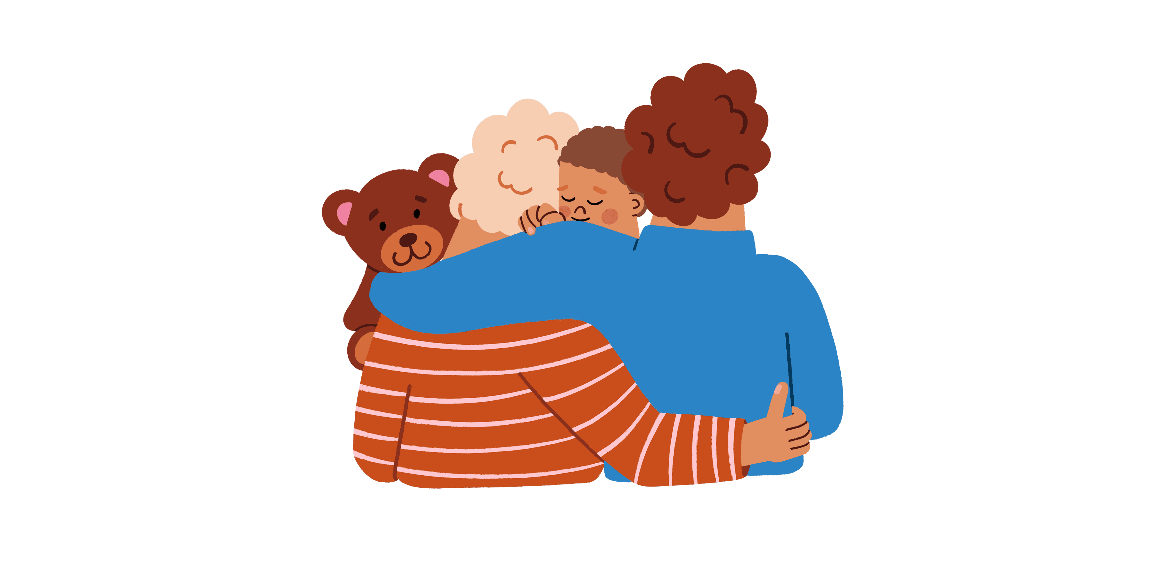 Kind wird umarmt