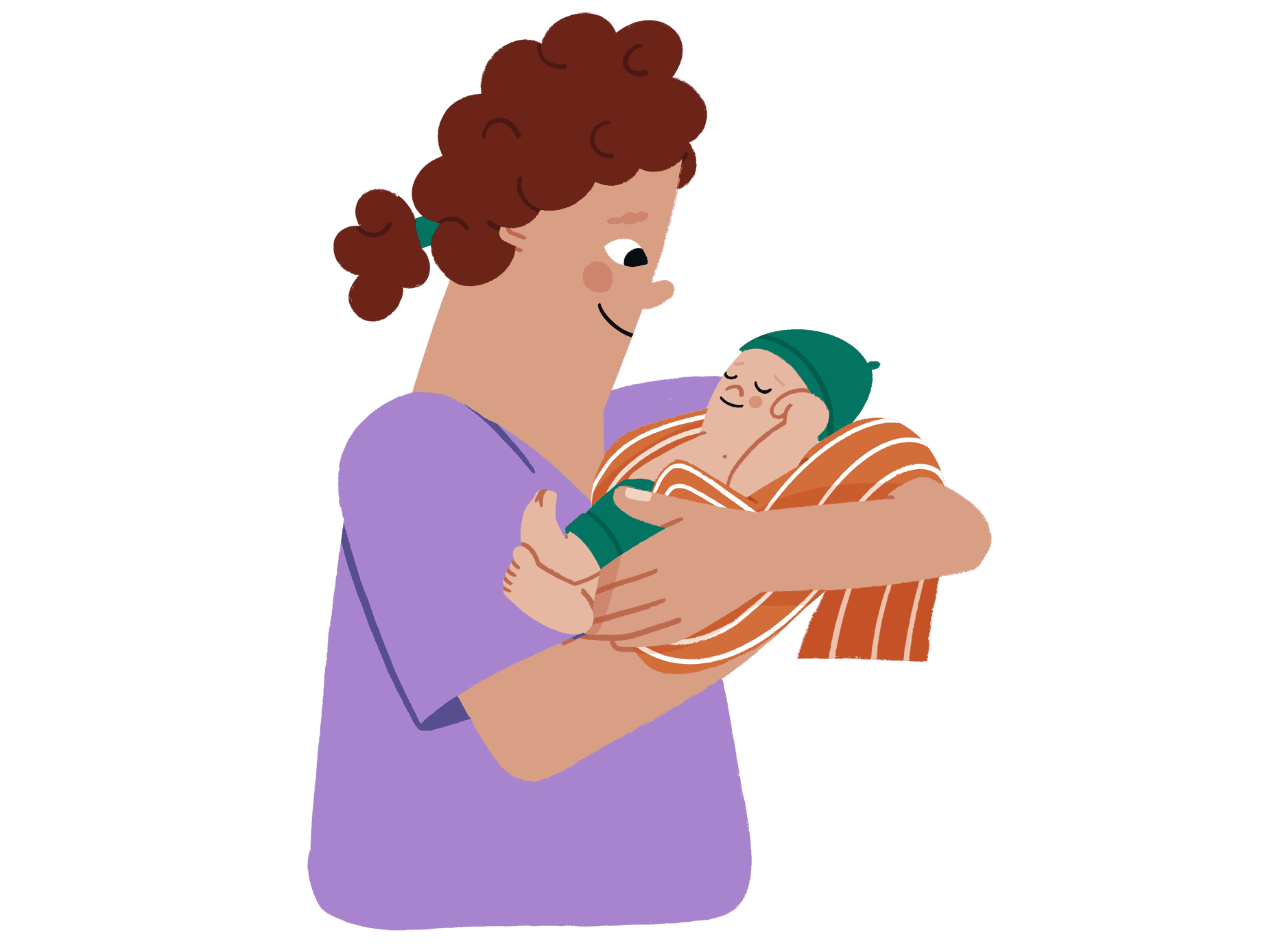 Frau hält neugeborenes Kind