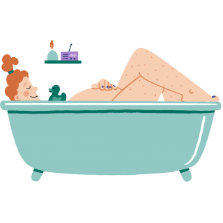 Schwangere entspannt sich beim Bad